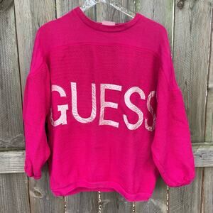 Guess Vintage Georges Marciano Knit Sweater/Sweatshirt Pink Block Letters  M